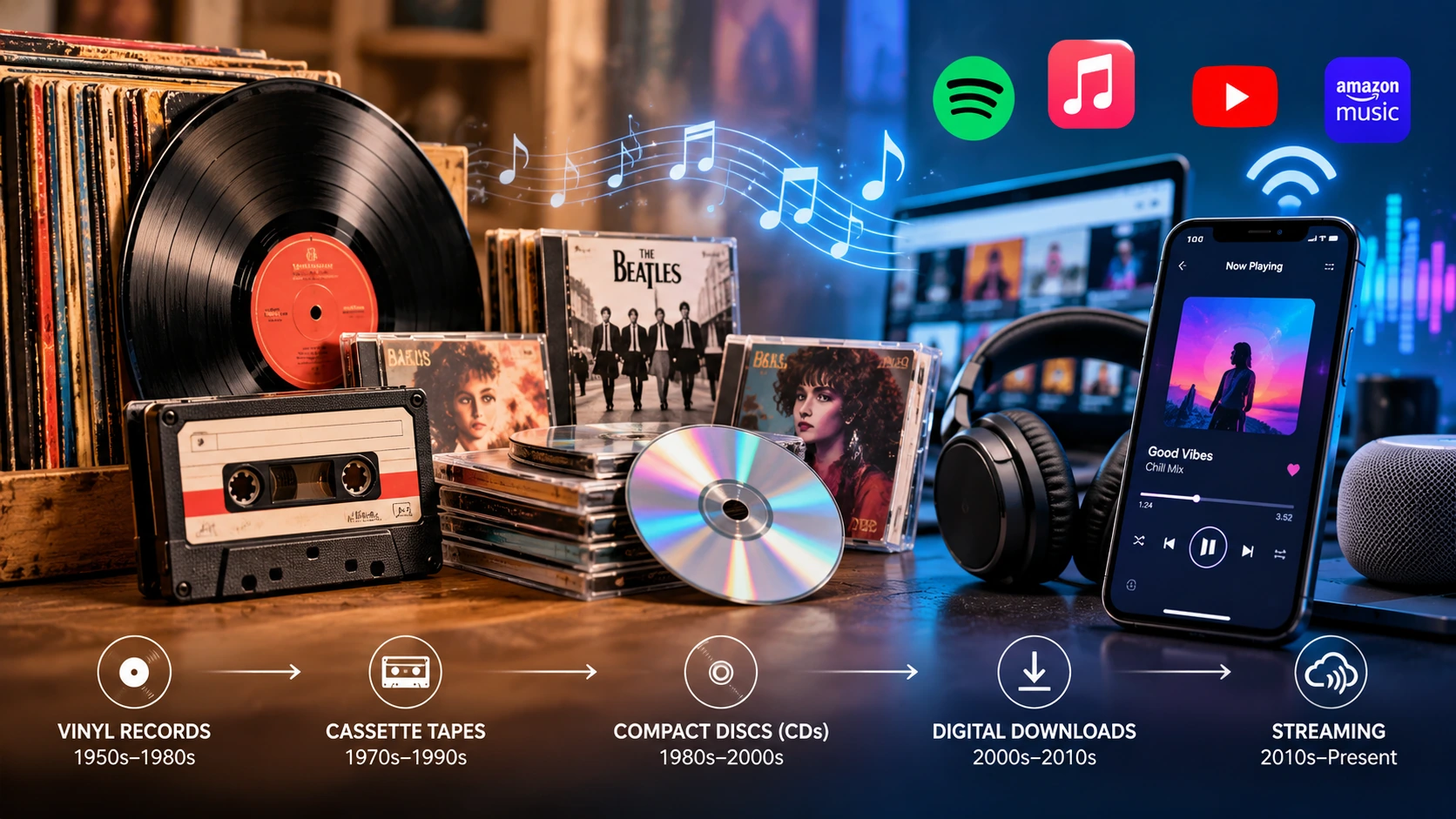 The Evolution of Music from Physical Albums to Digital Streaming